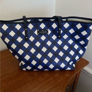 Kate Spade Navy and White Checkered Tote